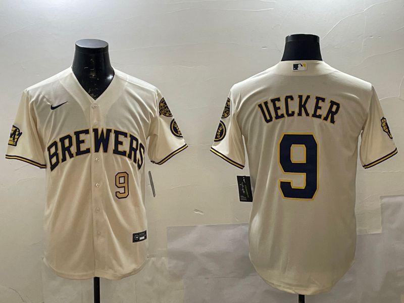 Men Milwaukee Brewers #9 Uecker Cream Game 2025 Nike MLB Jersey style 3->oakland athletics->MLB Jersey